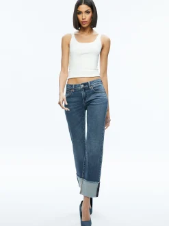 Alice and Olivia ABILENE LOW RISE CUFFED JEAN LOLA BLUE*FEATURED SHOPS | FEATURED SHOPS | CLOTHING | CLOTHING