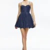 Alice and Olivia ADARA SPAGHETTI STRAP BUSTIER MINI DRESS AZURE*DRESSES | CLOTHING