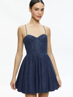 Alice and Olivia ADARA SPAGHETTI STRAP BUSTIER MINI DRESS AZURE*DRESSES | CLOTHING
