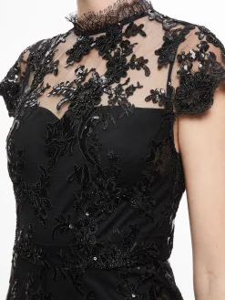 Alice and Olivia ALAINA EMBELLISHED LACE ROMPER BLACK*CLOTHING