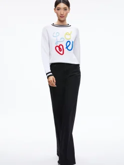 Alice and Olivia ALBINA LOVE PULLOVER SOFT WHITE/BLACK*CLOTHING | CLOTHING