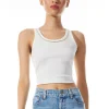 Alice and Olivia ALLEN EMBELLISHED NECK RIBBED TANK *CLOTHING
