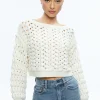 Alice and Olivia ALLENE CABLE KNIT CREWNECK ECRU*CLOTHING