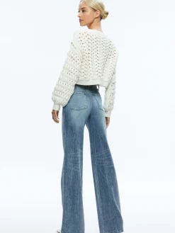 Alice and Olivia ALLENE CABLE KNIT CREWNECK ECRU*CLOTHING
