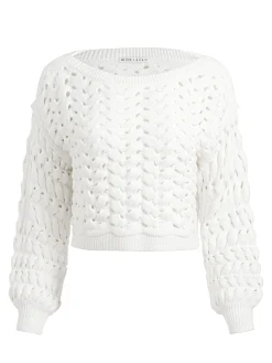 Alice and Olivia ALLENE CABLE KNIT CREWNECK ECRU*CLOTHING