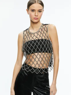 Alice and Olivia AMAL EMBELLISHED TANK BLACK/CLEAR*FEATURED SHOPS | CLOTHING