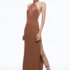 Alice and Olivia AMAYA HALTER NECK HIGH SLIT DRESS *DRESSES | CLOTHING