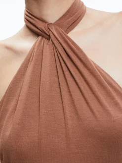 Alice and Olivia AMAYA HALTER NECK HIGH SLIT DRESS *DRESSES | CLOTHING