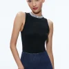 Alice and Olivia AMITY EMBELLISHED NECK CROPPED TANK *CLOTHING