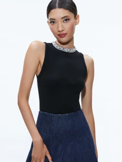 Alice and Olivia AMITY EMBELLISHED NECK CROPPED TANK *CLOTHING