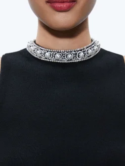 Alice and Olivia AMITY EMBELLISHED NECK CROPPED TANK *CLOTHING