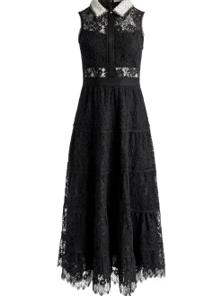 Alice and Olivia ANAYA EMBELLISHED COLLAR LACE MIDI DRESS BLACK*FEATURED SHOPS | DRESSES | DRESSES | CLOTHING