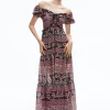 Alice and Olivia ANDREA PUFF SLEEVE MAXI DRESS CANOPY TILE BLACK*DRESSES | DRESSES | CLOTHING