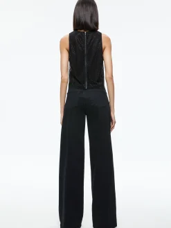 Alice and Olivia ANGELINA CRYSTAL EMBELLISHED TANK BLACK*CLOTHING