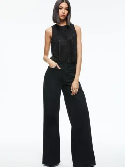 Alice and Olivia ANGELINA CRYSTAL EMBELLISHED TANK BLACK*CLOTHING