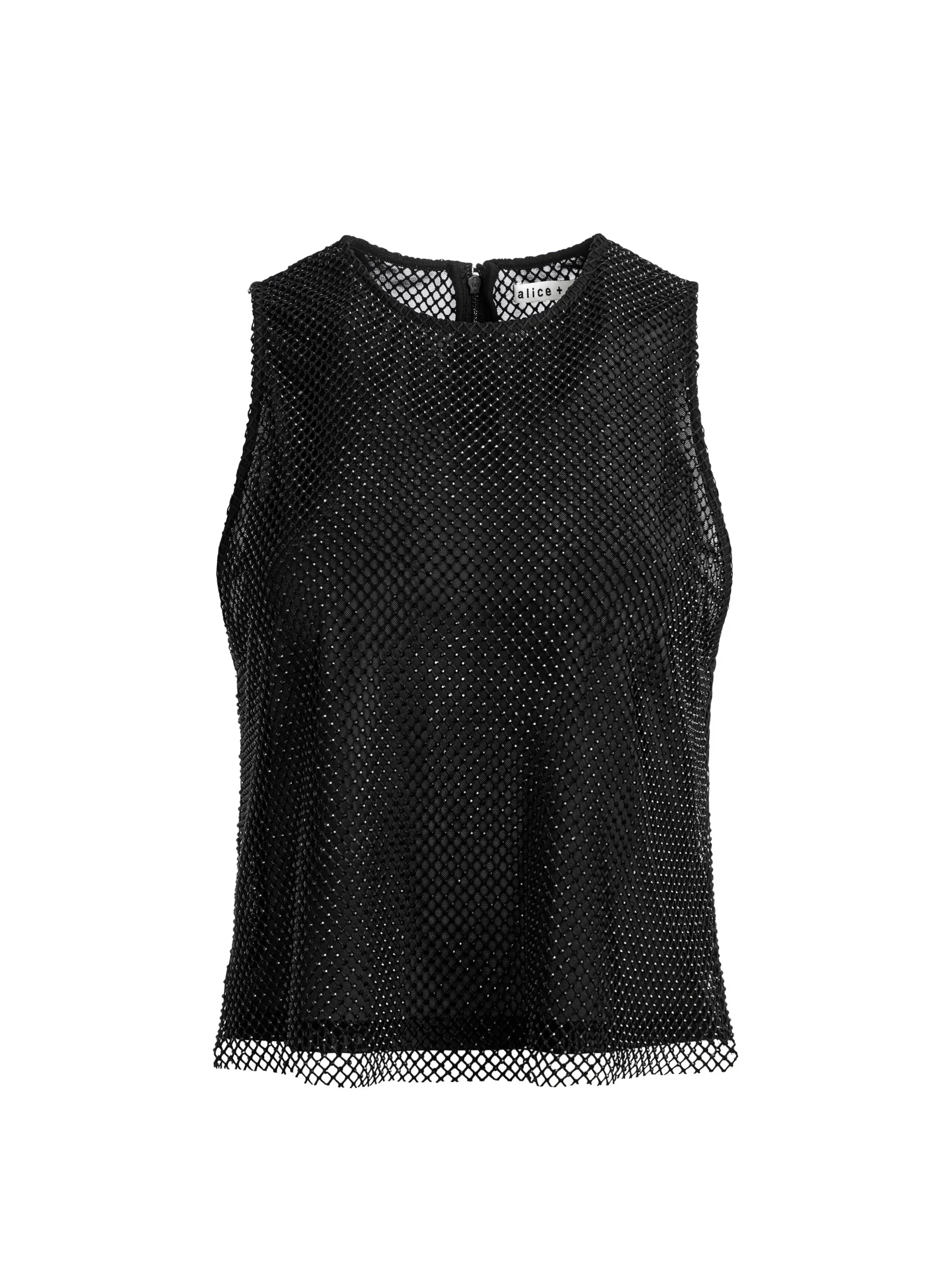 Alice and Olivia ANGELINA CRYSTAL EMBELLISHED TANK BLACK*CLOTHING