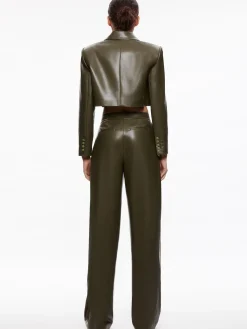 Alice and Olivia ANTHONY CROPPED DOUBLE BREASTED VEGAN BLAZER OLIVE*CLOTHING