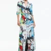 Alice and Olivia A+O X BASQUIAT CHASSIDY MAXI SHIRT DRESS CONFIDENTIAL*DRESSES | CLOTHING