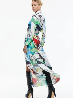 Alice and Olivia A+O X BASQUIAT CHASSIDY MAXI SHIRT DRESS CONFIDENTIAL*DRESSES | CLOTHING