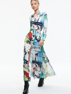 Alice and Olivia A+O X BASQUIAT CHASSIDY MAXI SHIRT DRESS CONFIDENTIAL*DRESSES | CLOTHING