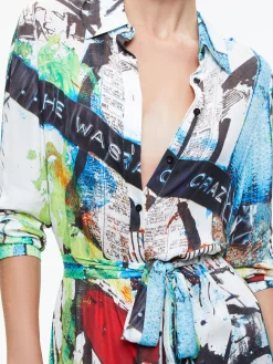 Alice and Olivia A+O X BASQUIAT CHASSIDY MAXI SHIRT DRESS CONFIDENTIAL*DRESSES | CLOTHING