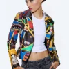 Alice and Olivia A+O X BASQUIAT CODY EMBELLISHED LEATHER JACKET LIBERTY*FEATURED SHOPS | CLOTHING