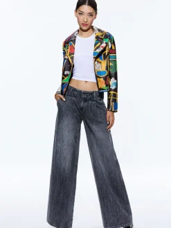 Alice and Olivia A+O X BASQUIAT CODY EMBELLISHED LEATHER JACKET LIBERTY*FEATURED SHOPS | CLOTHING