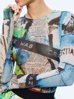 Alice and Olivia A+O X BASQUIAT DELAINA TOP CONFIDENTIAL*CLOTHING