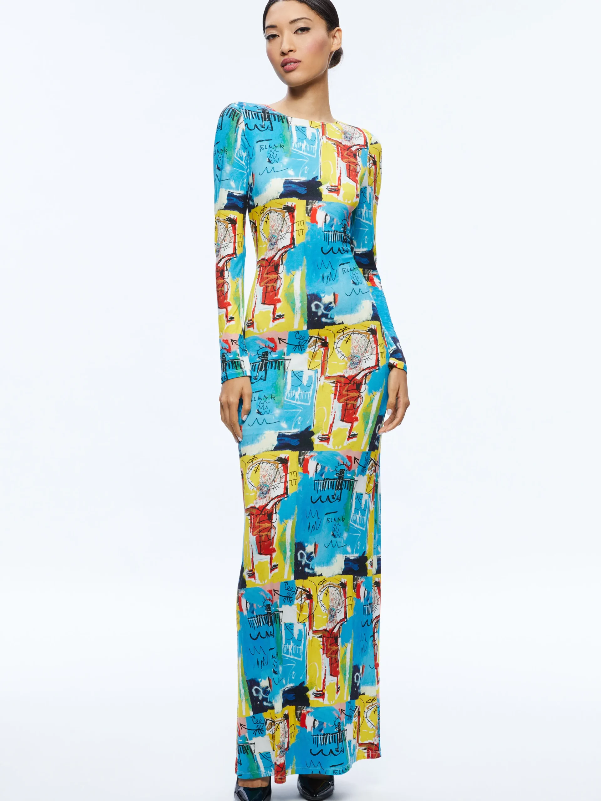 Alice and Olivia A+O X BASQUIAT DELORA MAXI DRESS UNTITLED*FEATURED SHOPS | DRESSES | DRESSES | CLOTHING