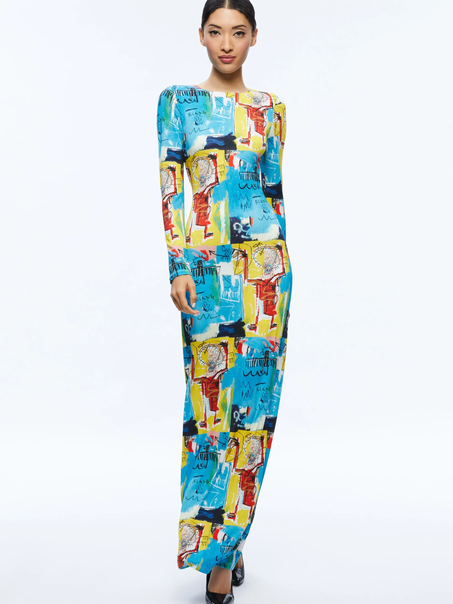 Alice and Olivia A+O X BASQUIAT DELORA MAXI DRESS UNTITLED*FEATURED SHOPS | DRESSES | DRESSES | CLOTHING