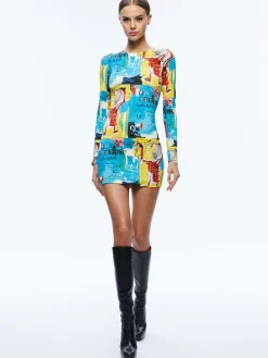 Alice and Olivia A+O X BASQUIAT DELORA MINI DRESS UNTITLED*DRESSES | DRESSES | CLOTHING