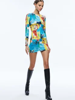 Alice and Olivia A+O X BASQUIAT DELORA MINI DRESS UNTITLED*DRESSES | DRESSES | CLOTHING