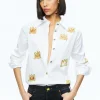 Alice and Olivia A+O X BASQUIAT FINELY EMBELLISHED BUTTON DOWN OFF WHITE MULTI*FEATURED SHOPS | CLOTHING