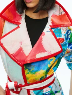 Alice and Olivia A+O X BASQUIAT NEVADA VEGAN LEATHER TRENCH COAT INSIGNIA*FEATURED SHOPS | CLOTHING