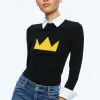 Alice and Olivia A+O X BASQUIAT PORLA COLLARED SWEATER BLACK*CLOTHING