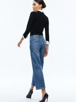 Alice and Olivia A+O X BASQUIAT PORLA COLLARED SWEATER BLACK*CLOTHING