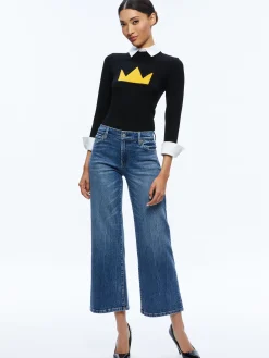 Alice and Olivia A+O X BASQUIAT PORLA COLLARED SWEATER BLACK*CLOTHING