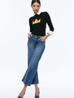 Alice and Olivia A+O X BASQUIAT PORLA COLLARED SWEATER BLACK*CLOTHING