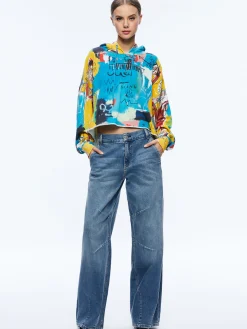 Alice and Olivia A+O X BASQUIAT SUNNY CROPPED HOODIE UNTITLED*CLOTHING