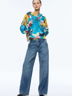 Alice and Olivia A+O X BASQUIAT SUNNY CROPPED HOODIE UNTITLED*CLOTHING