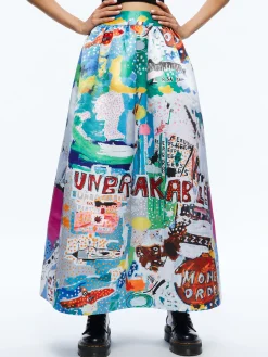 Alice and Olivia A+O X BASQUIAT TINA TEA LENGTH SKIRT UNBREAKABLE*FEATURED SHOPS | CLOTHING