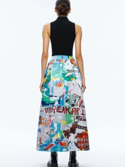 Alice and Olivia A+O X BASQUIAT TINA TEA LENGTH SKIRT UNBREAKABLE*FEATURED SHOPS | CLOTHING