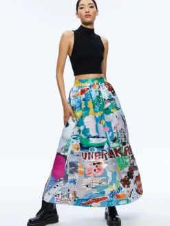Alice and Olivia A+O X BASQUIAT TINA TEA LENGTH SKIRT UNBREAKABLE*FEATURED SHOPS | CLOTHING