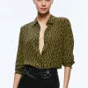 Alice and Olivia A+O X BASQUIAT WILLA PLACKET TOP KING PLEASURE*CLOTHING