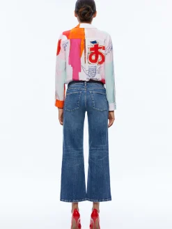 Alice and Olivia A+O X BASQUIAT WILLA PLACKET TOP INSIGNIA*CLOTHING