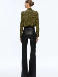 Alice and Olivia A+O X BASQUIAT WILLA PLACKET TOP KING PLEASURE*CLOTHING