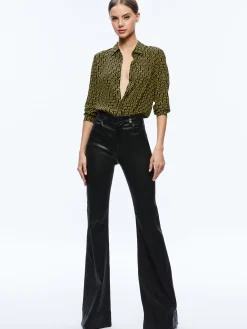 Alice and Olivia A+O X BASQUIAT WILLA PLACKET TOP KING PLEASURE*CLOTHING