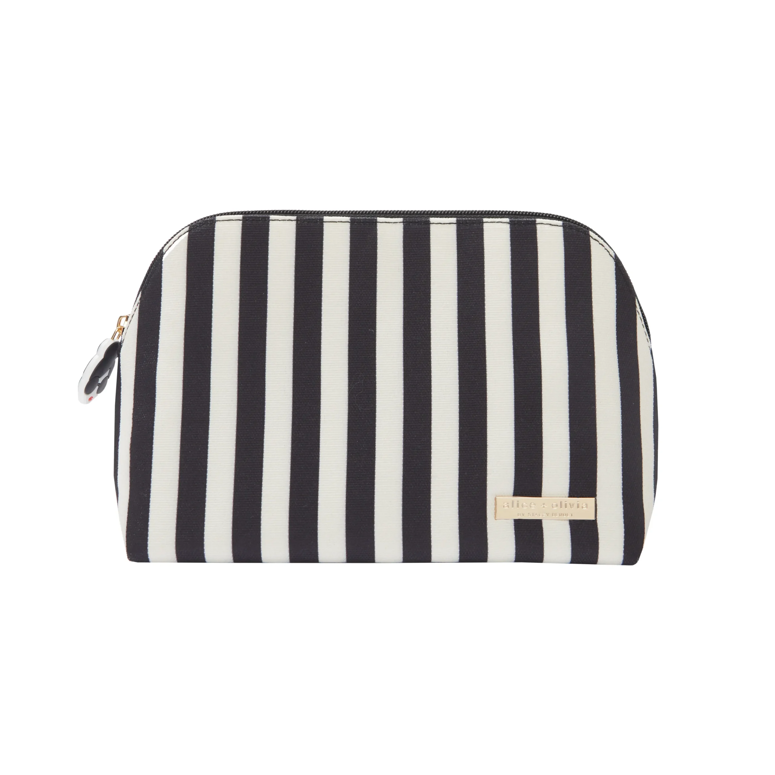 Alice and Olivia A+O X FABFITFUN PENCIL POUCH POSITANO STRIPE SM BLACK*CLOTHING