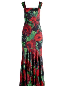 Alice and Olivia ARZA OFF SHOULDER MAXI DRESS CLOUD FLORAL BORDEAUX LG*DRESSES | DRESSES | CLOTHING