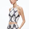 Alice and Olivia ASH TIE NECK HALTER TOP CLASSIC IKAT*CLOTHING